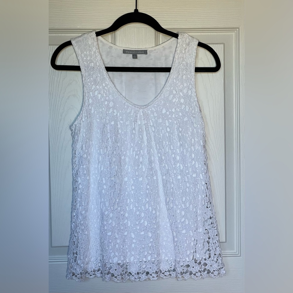 daniel rainn Jorgenson by Stitch Fix Ivory Lace Tank Top Blouse Women’s Sz S EUC